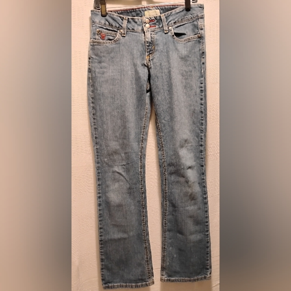 Vintage Wrangler Snap Front Cherry Lined Straight Leg Denim Jeans Jr.11 - Picture 7 of 14